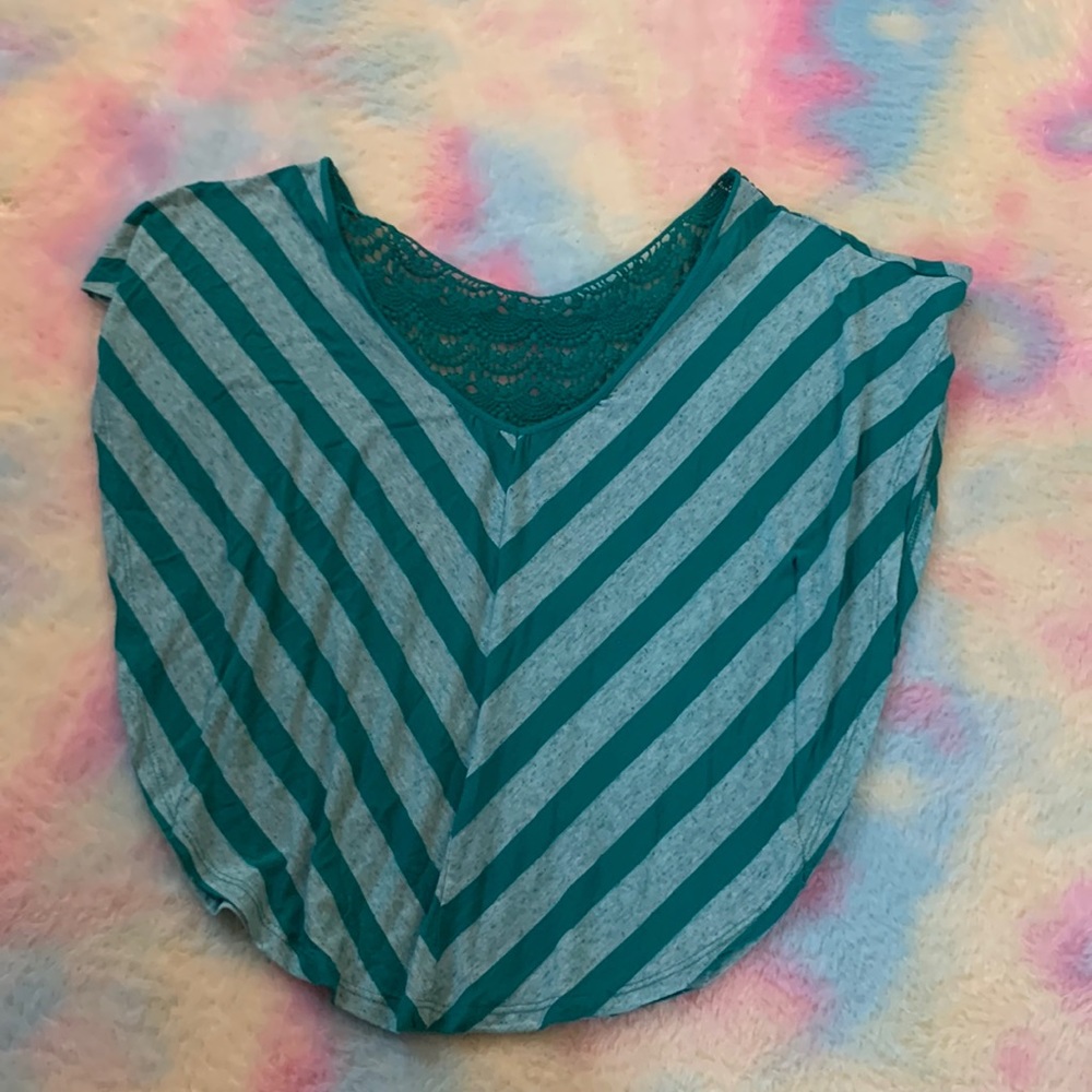 Green Striped Flow T